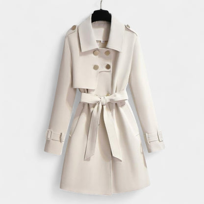 Gleame.-Jas-Gleame | Dames Trenchcoat met Knoopsluiting en Ceintuur in de Taille