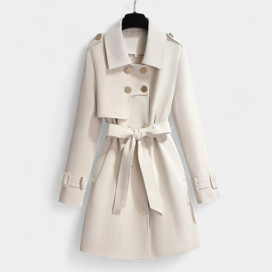 Gleame.-Jas-Gleame | Dames Trenchcoat met Knoopsluiting en Ceintuur in de Taille