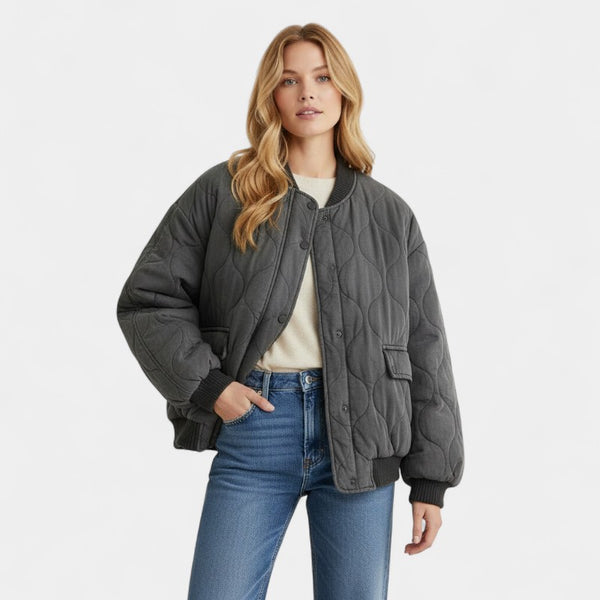 Gleame.-Jas-Gleame | Dames gewatteerde bomberjas met drukknopen en ruime pasvorm