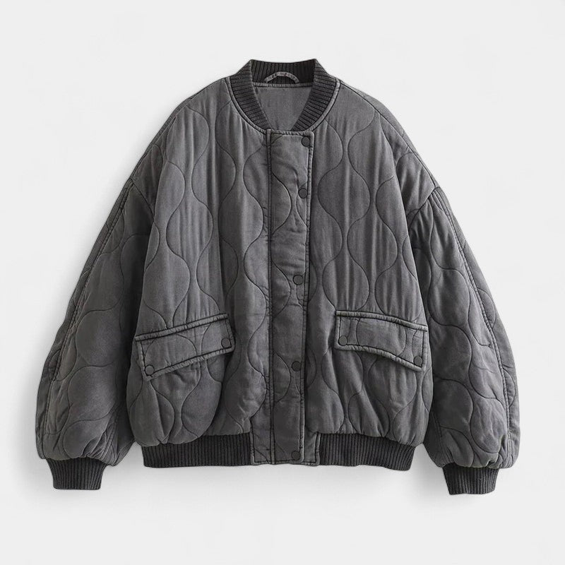 Gleame.-Jas-Gleame | Dames gewatteerde bomberjas met drukknopen en ruime pasvorm