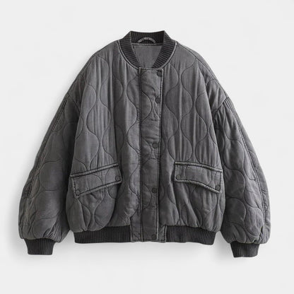 Gleame.-Jas-Gleame | Dames gewatteerde bomberjas met drukknopen en ruime pasvorm