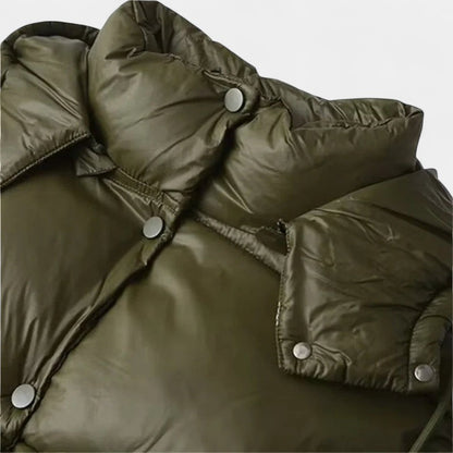 Gleame.-Jas-Gleame | Dames gewatteerde jas met capuchon en korte lengte