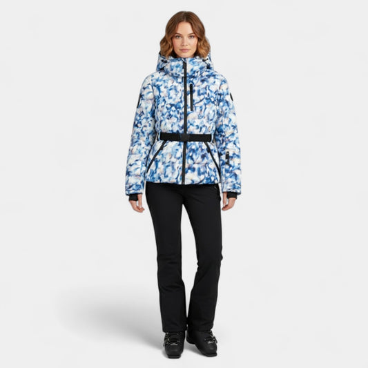 Gleame.-Jas-Gleame | Dames gewatteerde jas met capuchon en ceintuur in de taille