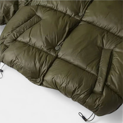 Gleame.-Jas-Gleame | Dames gewatteerde jas met capuchon en korte lengte