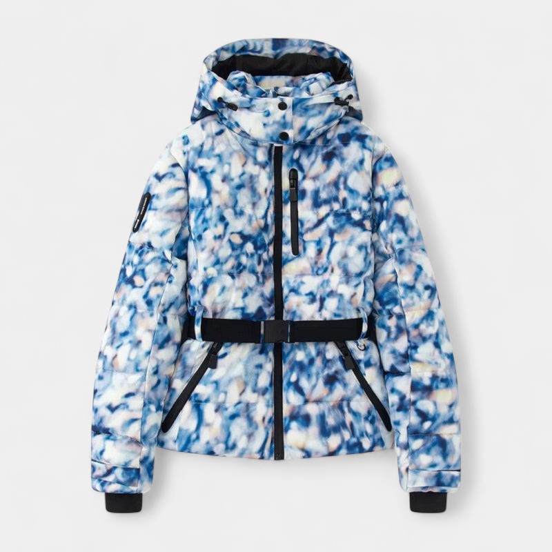 Gleame.-Jas-Gleame | Dames gewatteerde jas met capuchon en ceintuur in de taille