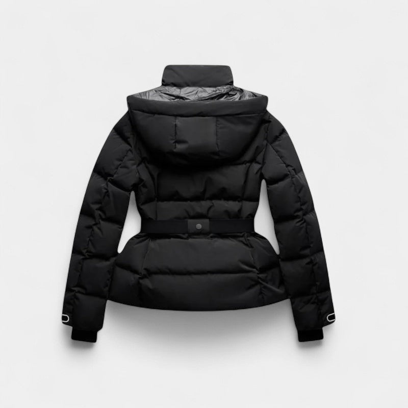 Gleame.-Jas-Gleame | Dames gewatteerde jas met ceintuur en hoge kraag