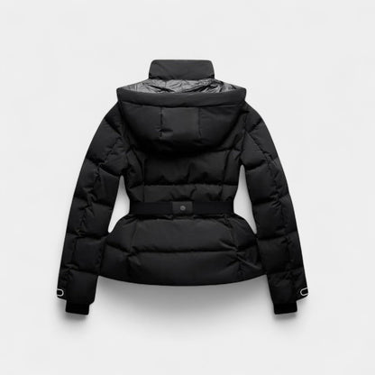 Gleame.-Jas-Gleame | Dames gewatteerde jas met ceintuur en hoge kraag