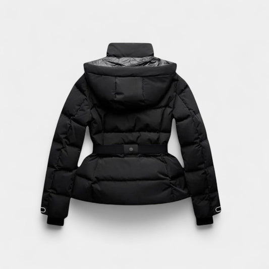 Gleame.-Jas-Gleame | Dames gewatteerde jas met ceintuur en hoge kraag