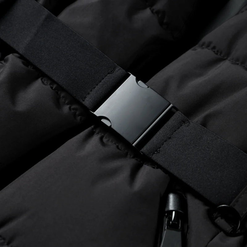 Gleame.-Jas-Gleame | Dames gewatteerde jas met ceintuur en hoge kraag