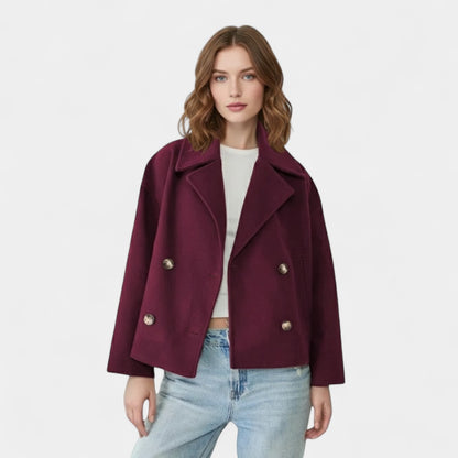 Gleame.-Jas-Gleame | Dames korte jas met dubbele knoopsluiting en reverskraag