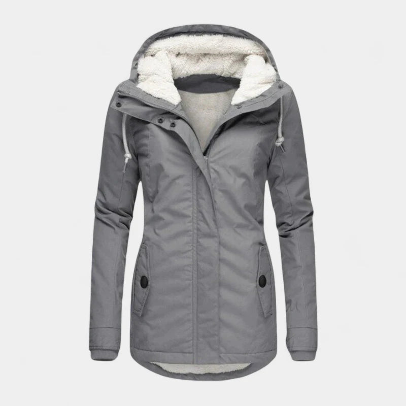 Gleame.-Jassen-Gleame Dames Jas - Katoenen winterjas met capuchon en warme voering
