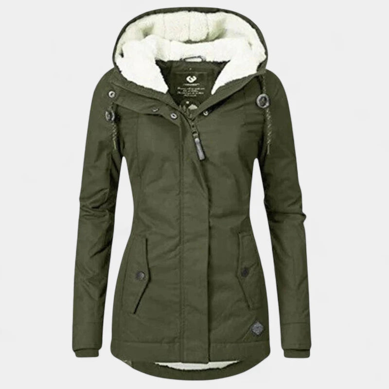 Gleame.-Jassen-Gleame Dames Jas - Katoenen winterjas met capuchon en warme voering