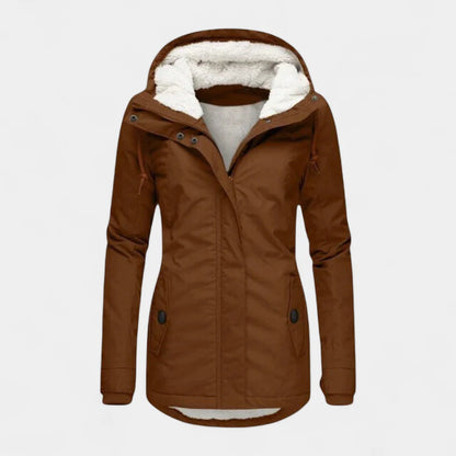Gleame.-Jassen-Gleame Dames Jas - Katoenen winterjas met capuchon en warme voering