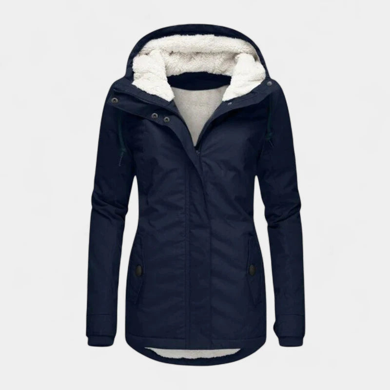 Gleame.-Jassen-Gleame Dames Jas - Katoenen winterjas met capuchon en warme voering