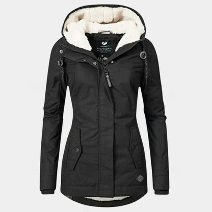 Gleame.-Jassen-Gleame Dames Jas - Katoenen winterjas met capuchon en warme voering