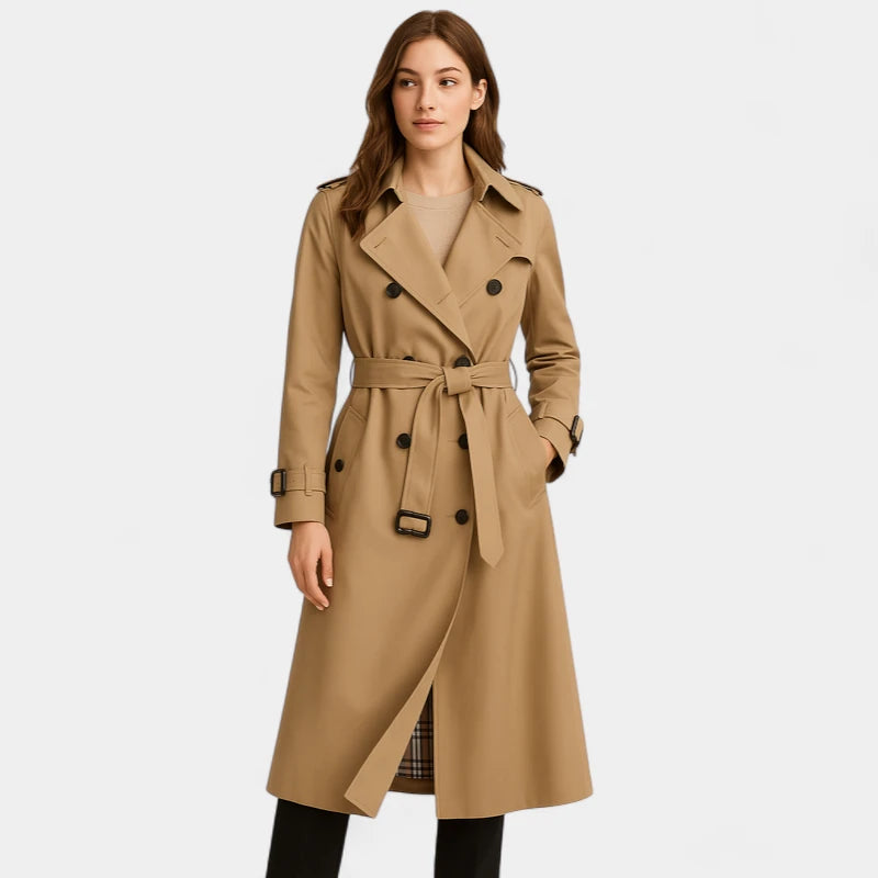 Gleame.-Jassen-Gleame Dames Jas - Klassieke trenchcoat met dubbele knopenrij en ceintuur