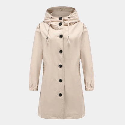 Gleame.-Jassen-Gleame Dames Jas - Waterdichte regenjas met capuchon en knoopsluiting