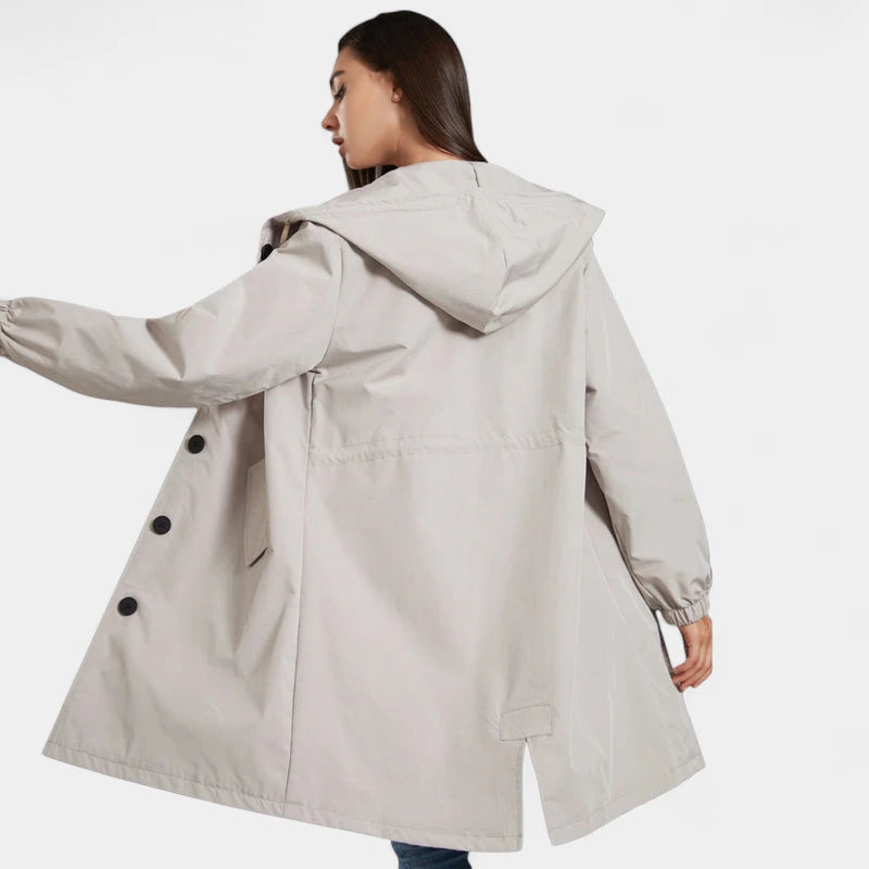 Gleame.-Jassen-Gleame Dames Jas - Waterdichte regenjas met capuchon en knoopsluiting