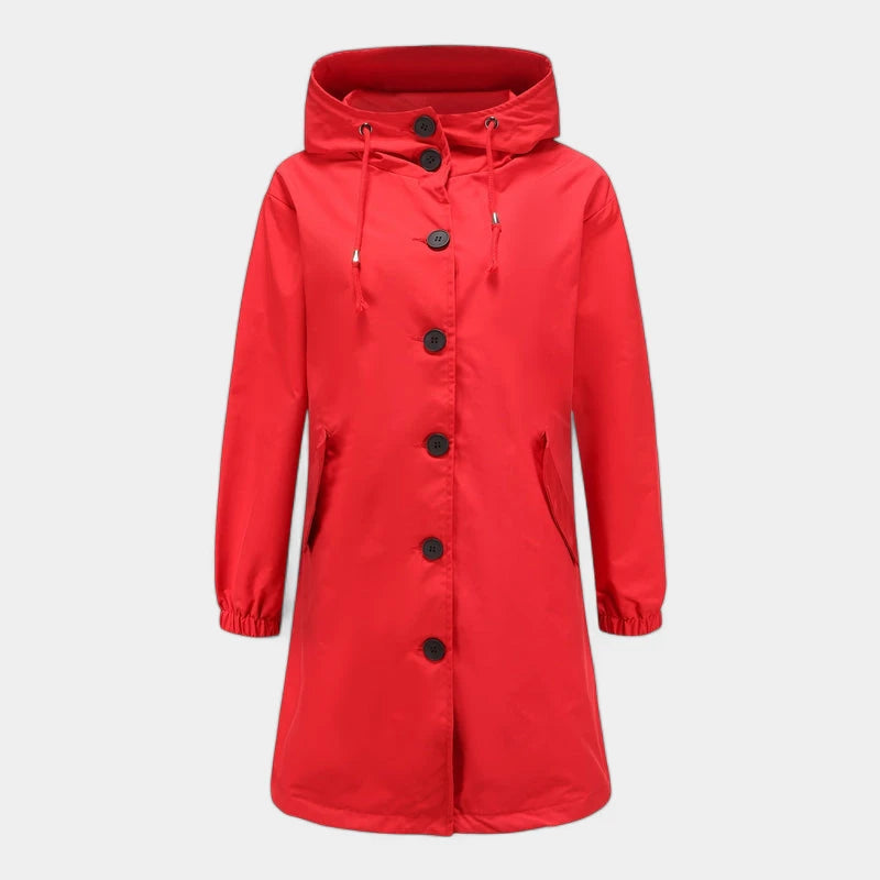 Gleame.-Jassen-Gleame Dames Jas - Waterdichte regenjas met capuchon en knoopsluiting