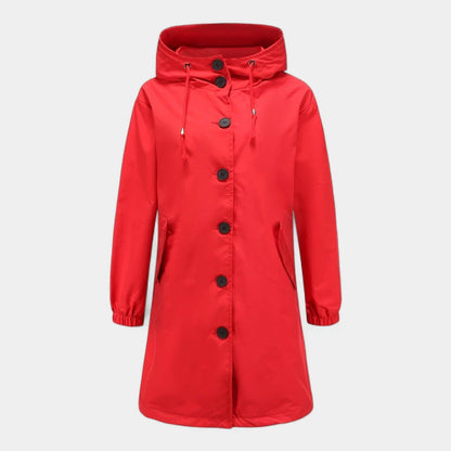 Gleame.-Jassen-Gleame Dames Jas - Waterdichte regenjas met capuchon en knoopsluiting