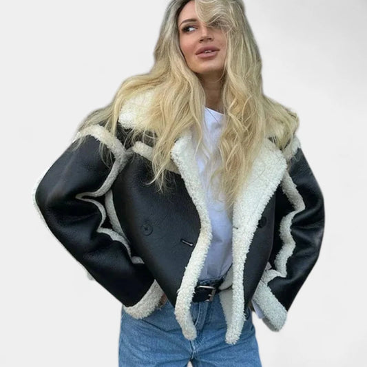 Gleame.-Jassen-Gleame Dames jas - Korte oversized jas met sherpa voering