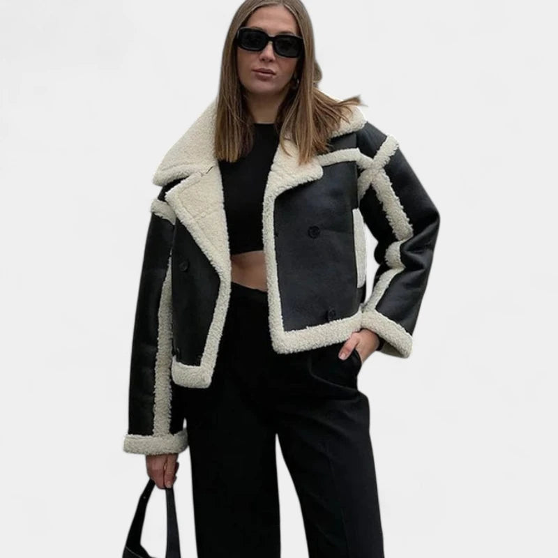 Gleame.-Jassen-Gleame Dames jas - Korte oversized jas met sherpa voering