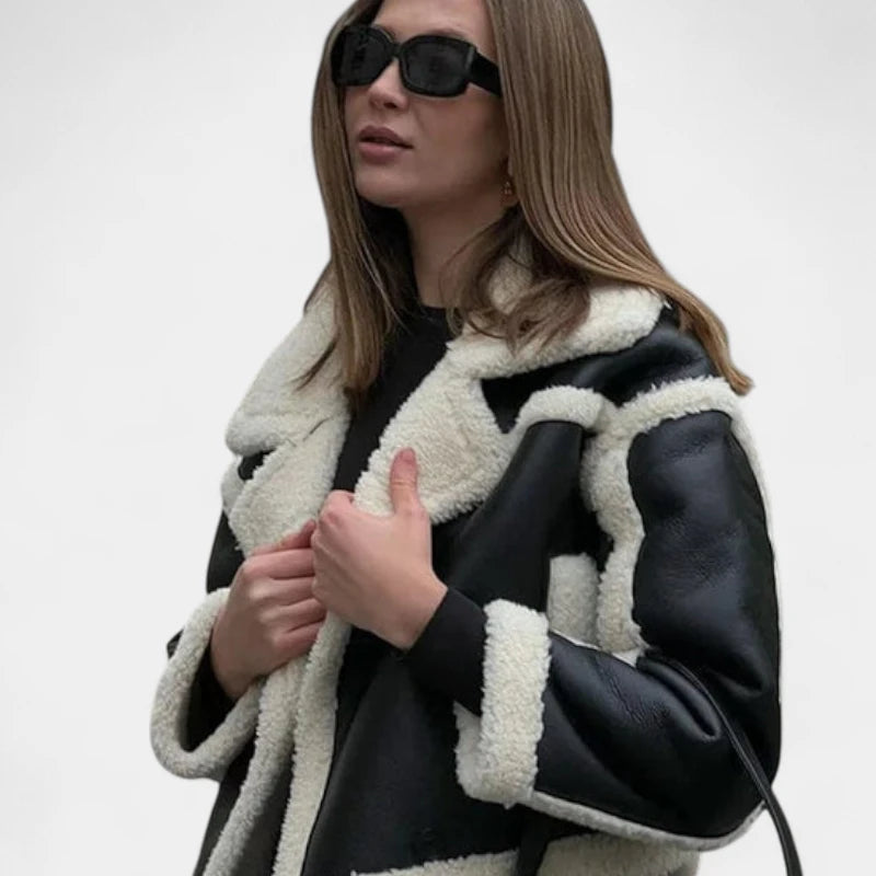 Gleame.-Jassen-Gleame Dames jas - Korte oversized jas met sherpa voering