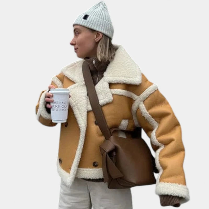 Gleame.-Jassen-Gleame Dames jas - Korte oversized jas met sherpa voering