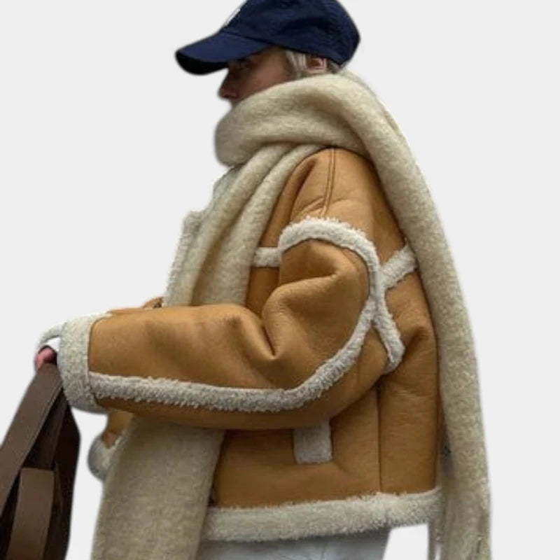 Gleame.-Jassen-Gleame Dames jas - Korte oversized jas met sherpa voering