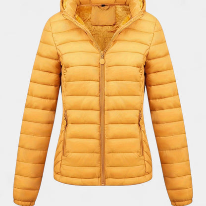 Gleame.-Jassen-Gleame Damesjas - Casual gewatteerde jas met capuchon en lange mouwen