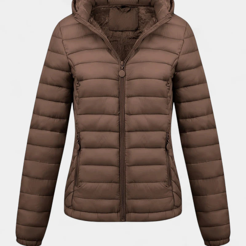 Gleame.-Jassen-Gleame Damesjas - Casual gewatteerde jas met capuchon en lange mouwen