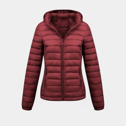 Gleame.-Jassen-Gleame Damesjas - Casual gewatteerde jas met capuchon en lange mouwen