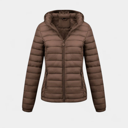 Gleame.-Jassen-Gleame Damesjas - Casual gewatteerde jas met capuchon en lange mouwen