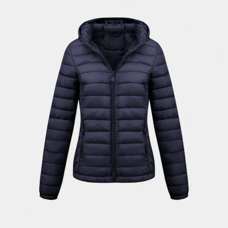 Gleame.-Jassen-Gleame Damesjas - Casual gewatteerde jas met capuchon en lange mouwen
