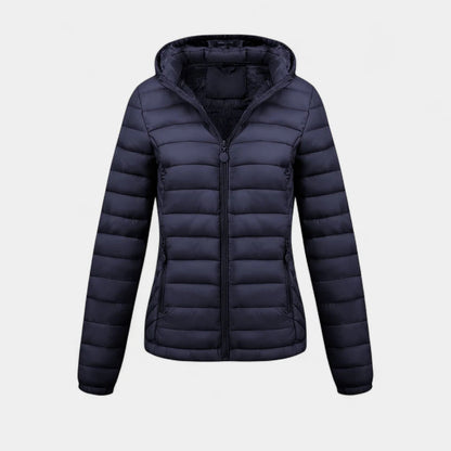 Gleame.-Jassen-Gleame Damesjas - Casual gewatteerde jas met capuchon en lange mouwen