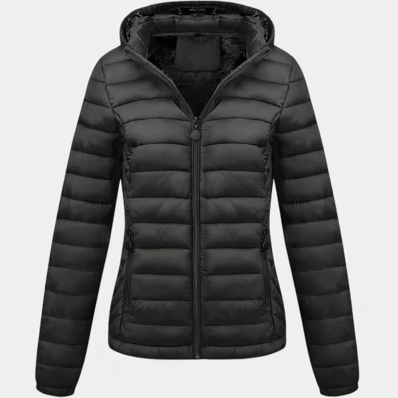 Gleame.-Jassen-Gleame Damesjas - Casual gewatteerde jas met capuchon en lange mouwen