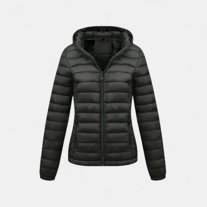 Gleame.-Jassen-Gleame Damesjas - Casual gewatteerde jas met capuchon en lange mouwen