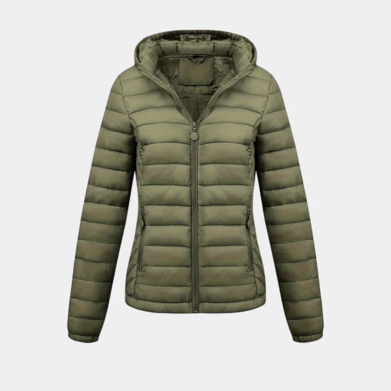 Gleame.-Jassen-Gleame Damesjas - Casual gewatteerde jas met capuchon en lange mouwen