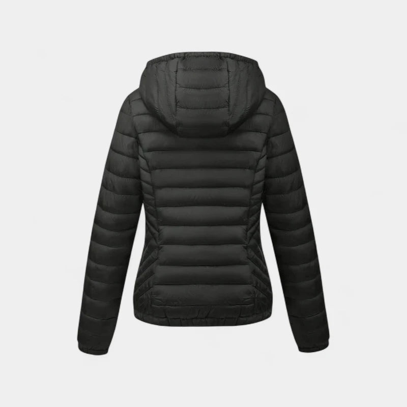 Gleame.-Jassen-Gleame Damesjas - Casual gewatteerde jas met capuchon en lange mouwen