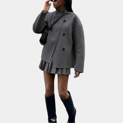 Gleame.-Jassen-Gleame Damesjas - Modieuze jas met knoopsluiting en comfortabele pasvorm