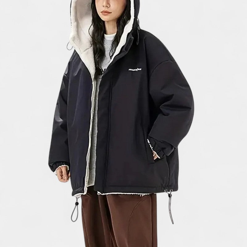 Gleame.-Jassen-Gleame Damesjas - Oversized damesjas met capuchon en ritssluiting