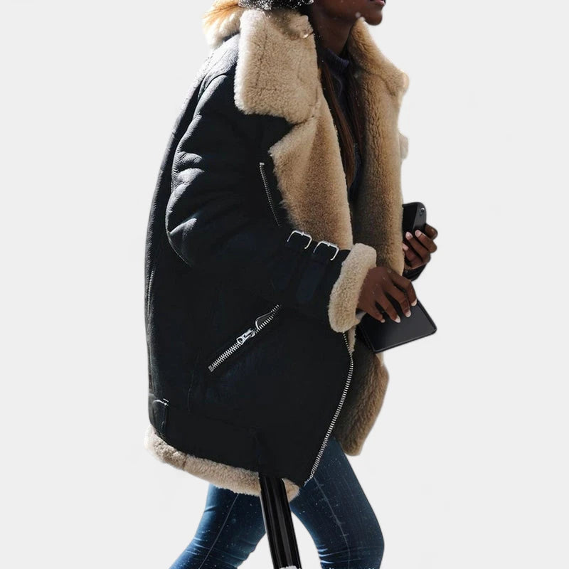 Gleame.-Jassen-Gleame Damesjas - Oversized jas met zachte voering en ritssluiting