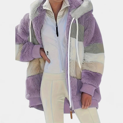 Gleame.-Jassen-Gleame Damesjas - Trendy color-block zip-up jas met capuchon