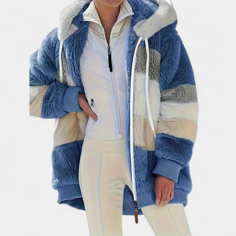 Gleame.-Jassen-Gleame Damesjas - Trendy color-block zip-up jas met capuchon