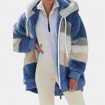 Gleame.-Jassen-Gleame Damesjas - Trendy color-block zip-up jas met capuchon
