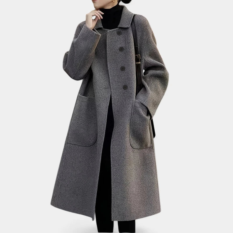 Gleame.-Jassen-Gleame Damesmantel - Elegante lange jas met knoopsluiting en lange mouwen