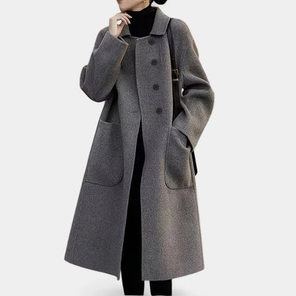 Gleame.-Jassen-Gleame Damesmantel - Elegante lange jas met knoopsluiting en lange mouwen
