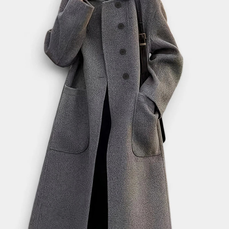 Gleame.-Jassen-Gleame Damesmantel - Elegante lange jas met knoopsluiting en lange mouwen