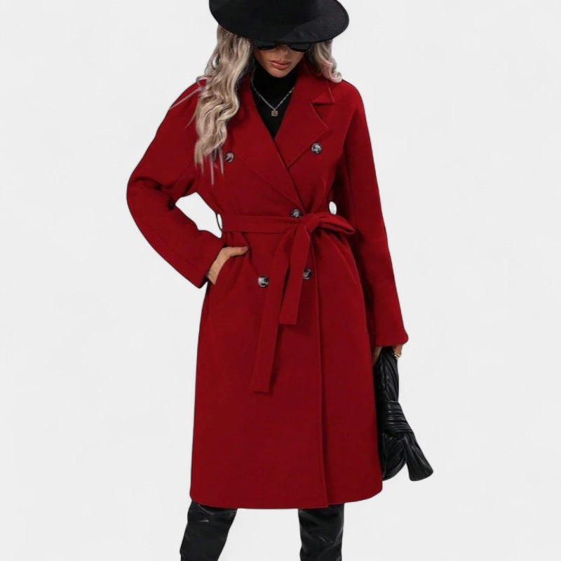 Gleame.-Jassen-Gleame Damesmantel - Lange damesmantel met dubbele knoopsluiting