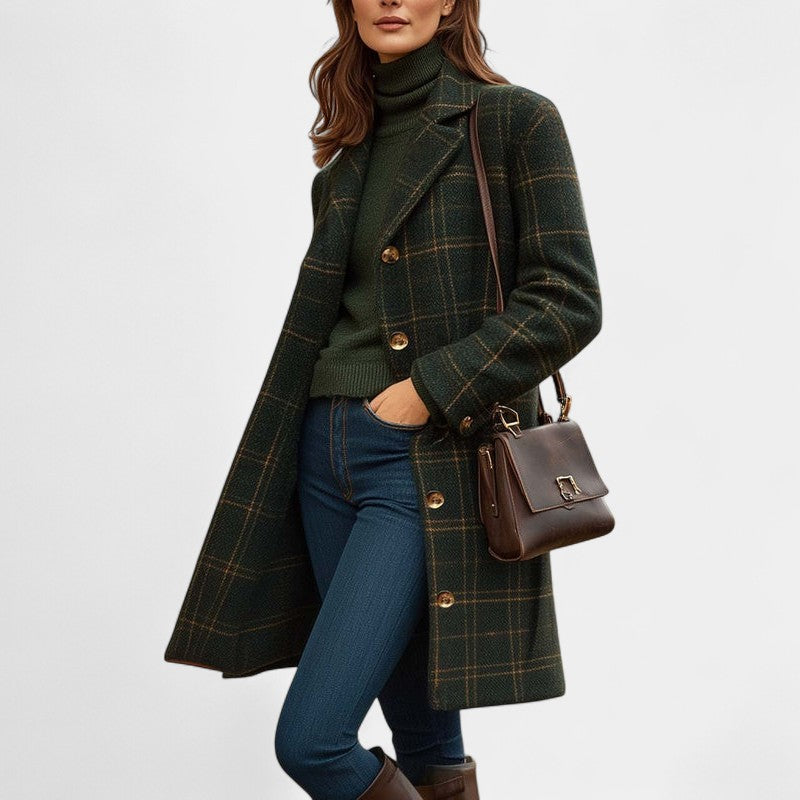 Gleame.-Jassen-Gleame Damesmantel - Lange wollen damesmantel met knoopsluiting